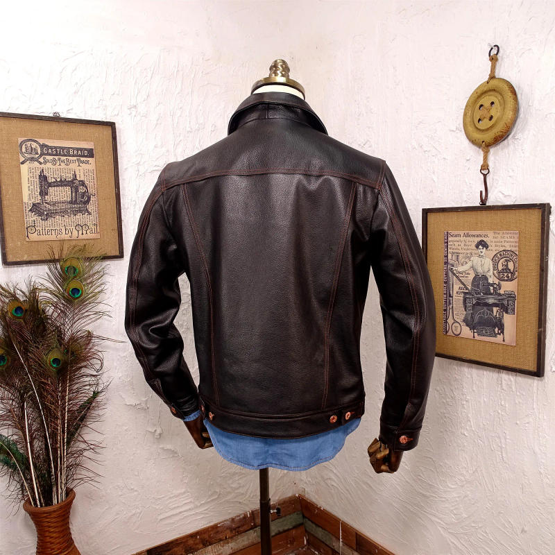 Description Picture 3 of itemMen's Genuine Leather Jacket Cowhide Storm Rider Coat Cowboy Motorcycle America Retro Casual Clothes