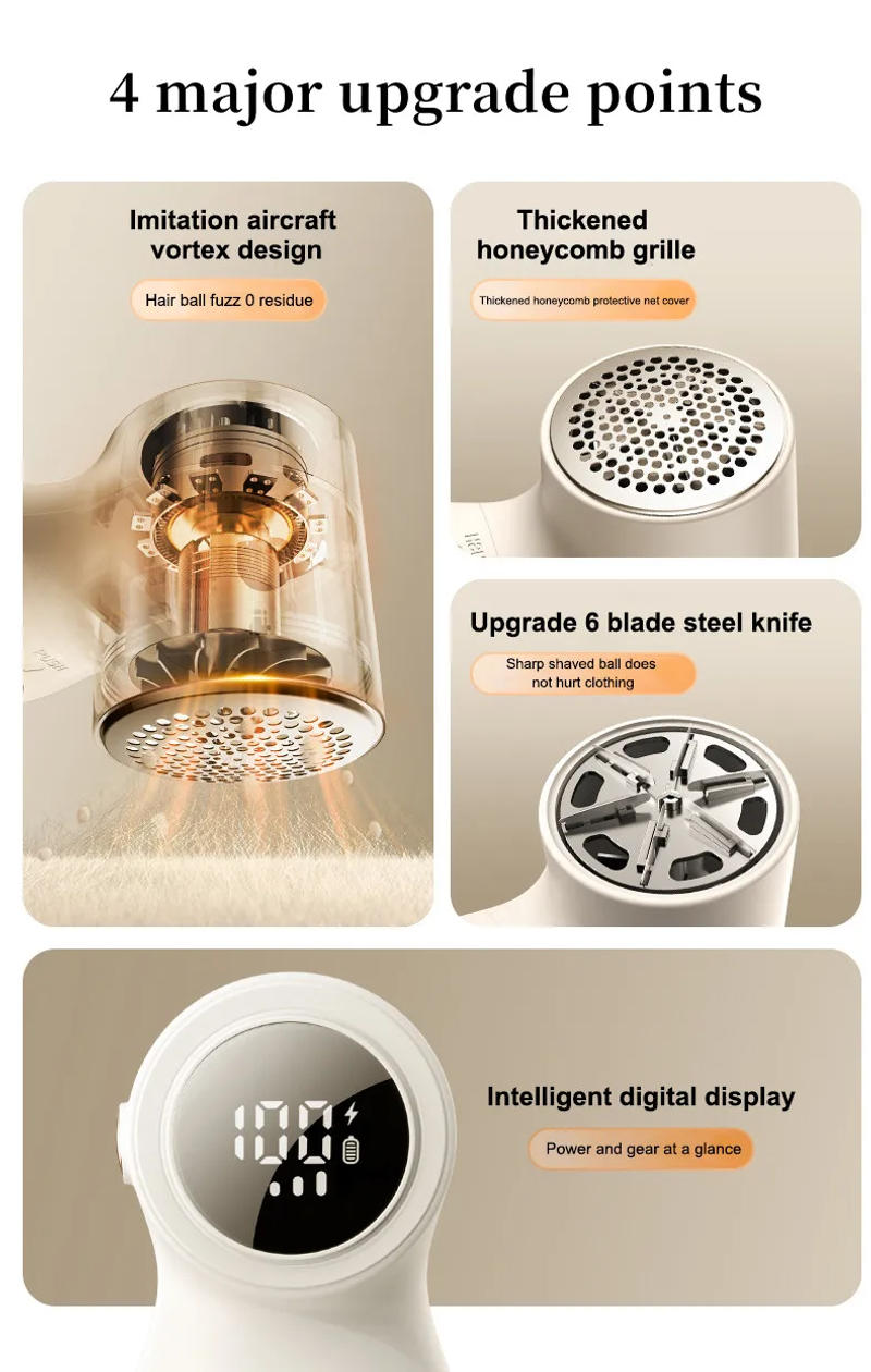 Description Picture 4 of itemPortable Electric Clothes Lint Trimmer USB Hair Ball Trimmer Fuzz Carpets Sweater Shaver Lint Remover Household Clothes Shaver