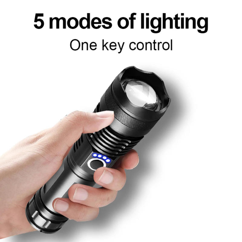 Description Picture 5 of itemUSB Rechargeable P50 LED Flashlight Torch Super Bright Rechargeable Zoom LED Tactical Torch 18650 or 26650 Battery Camp Lamp