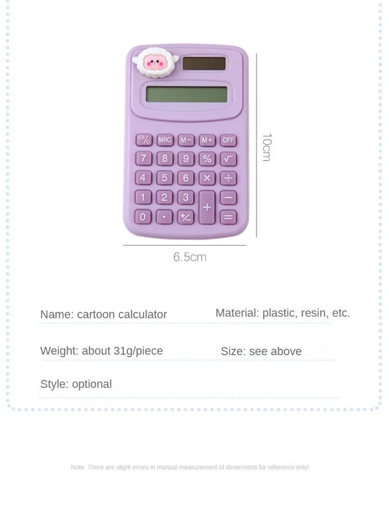 Description Picture 3 of item1Pcs Portable Mini Cute Calculator Cartoon Digit Calculator scientific calculator Students Office School Supplies Stationery