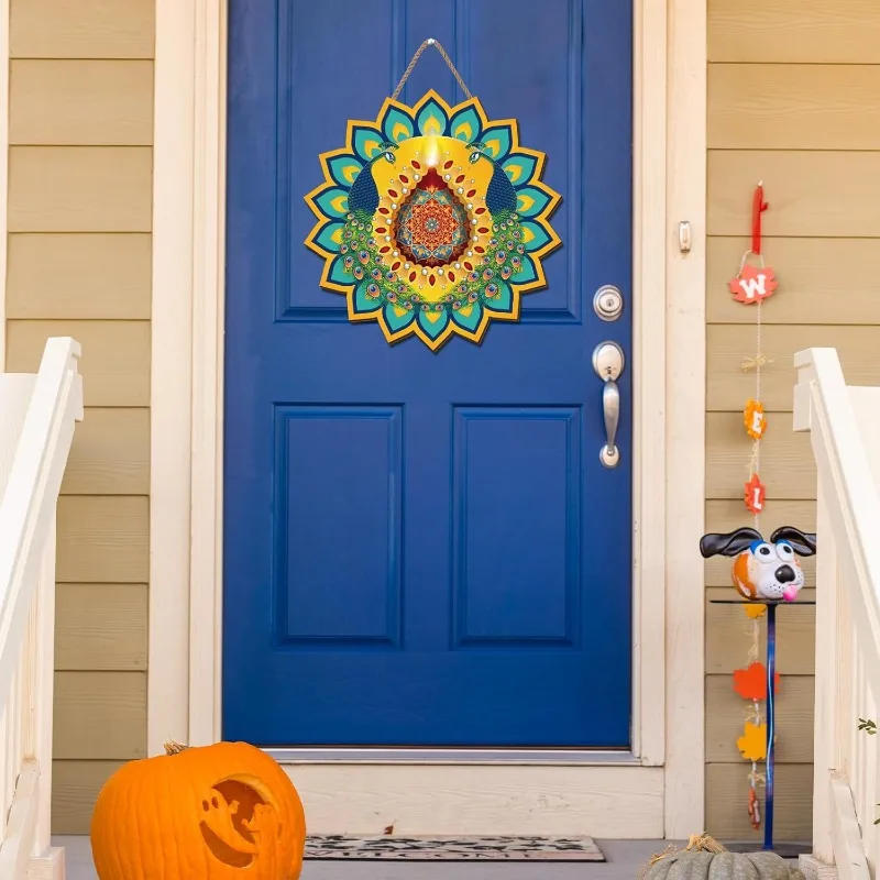 Description Picture 5 of itemDiwali Decorations for Home â€“ Festive Wooden Door Sign with Indian Motifs for Deepawali, Weddings of Lights Celebrations