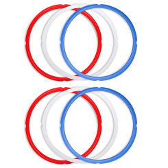 6Pcs Sealing Rings For Pot Accessories Of 8Qt Models, Replacement Silicone Seal Gaskets,Red,Blued,White