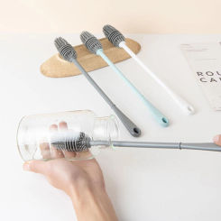 Silicone Baby Bottle Brush Long Handle Milk Bottle Cleaning Brush Glass Cup Cleaner Portable Kitchen Cleaning Tools