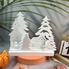 Christmas House Gypsum Clay Molds DIY Large Christmas Tree Wax Candle Holder Concrete Cement Mold Decoration Craft Resin Mould