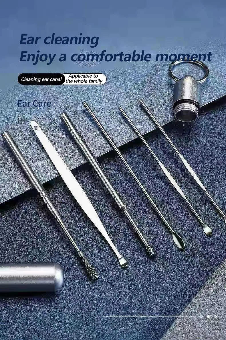 Description Picture 2 of item6Pcs/Set Ear Wax Pickers Stainless Steel Earpick Wax Remover Curette Ear Pick Cleaner Ear Cleaner Spoon Care Ear Clean Tool
