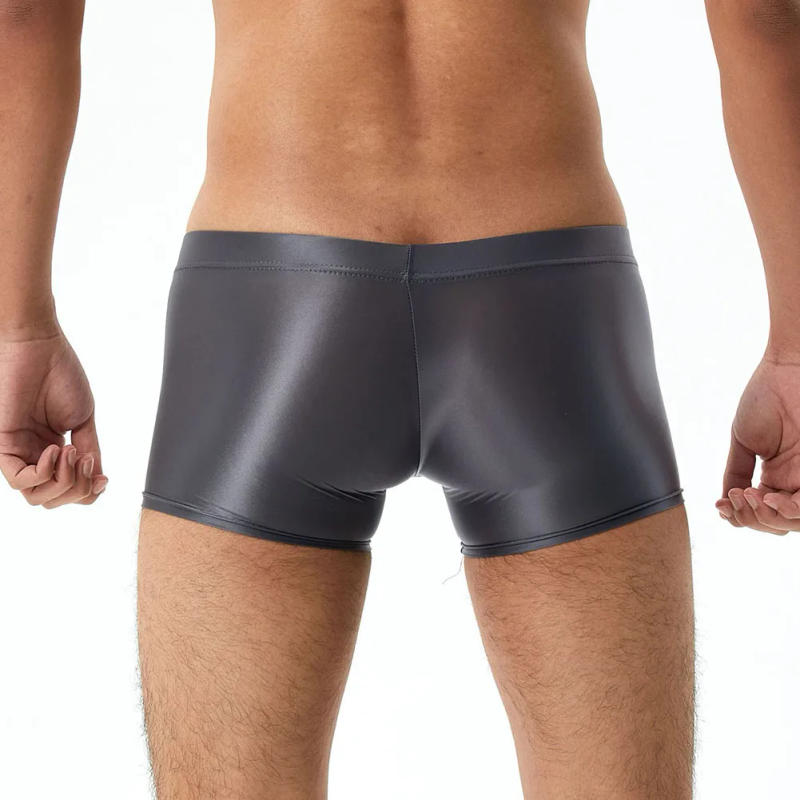 Description Picture 3 of itemSexy Men Boxers Oil Shiny Glossy Shorts Underwear Ultra-thin Translucent Panties Smooth Bottoms Trunks Tight Sport Leggings