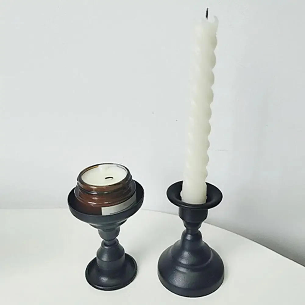 Description Picture 3 of itemCandle Holder Rust-proof Simple Style Retro Appearance Decorative Iron Candle Display Stand Dining Table Ornament Home Supplies