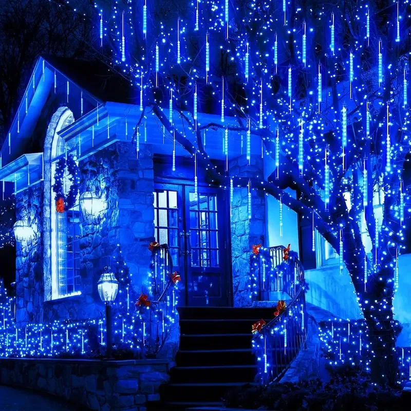 Description Picture 3 of item2025 New Year 32/24/16/8 tube 30/50cm Outdoor Meteor Shower Rain LED String Lights for Christmas Wedding Party Decoration Xmas