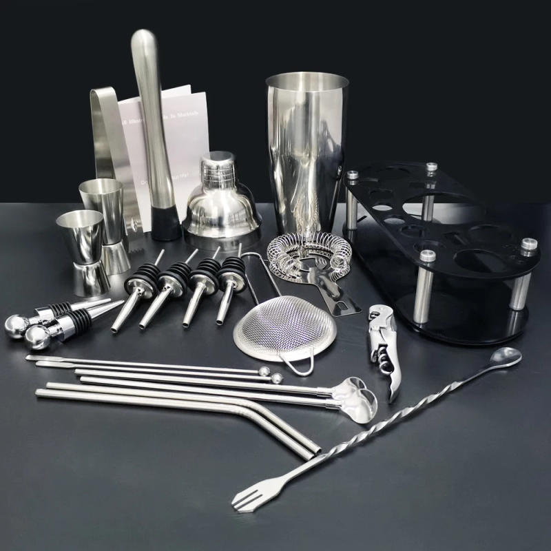 Description Picture 6 of item13-22Pcs 750ml 600ml Boston Cocktail Shaker Bar Tools Wine Mixer Set Bartender Cocktail Shaker Tool Kit with Holder