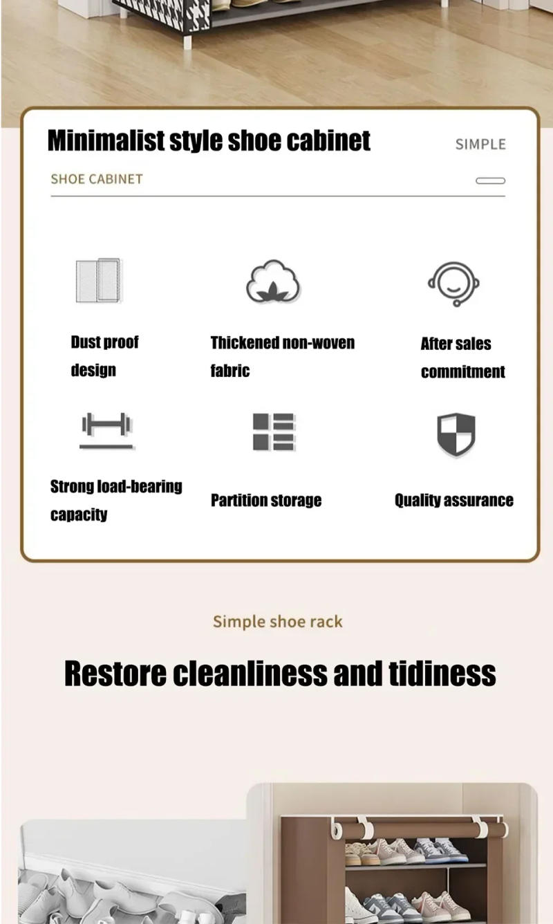 Description Picture 5 of itemMultilayer Shoe Cabinets Wall Corner Shoes Shelves Dustproof Simple Storage Shoes Cabinet Space Saving Sneakers Rack Organizer