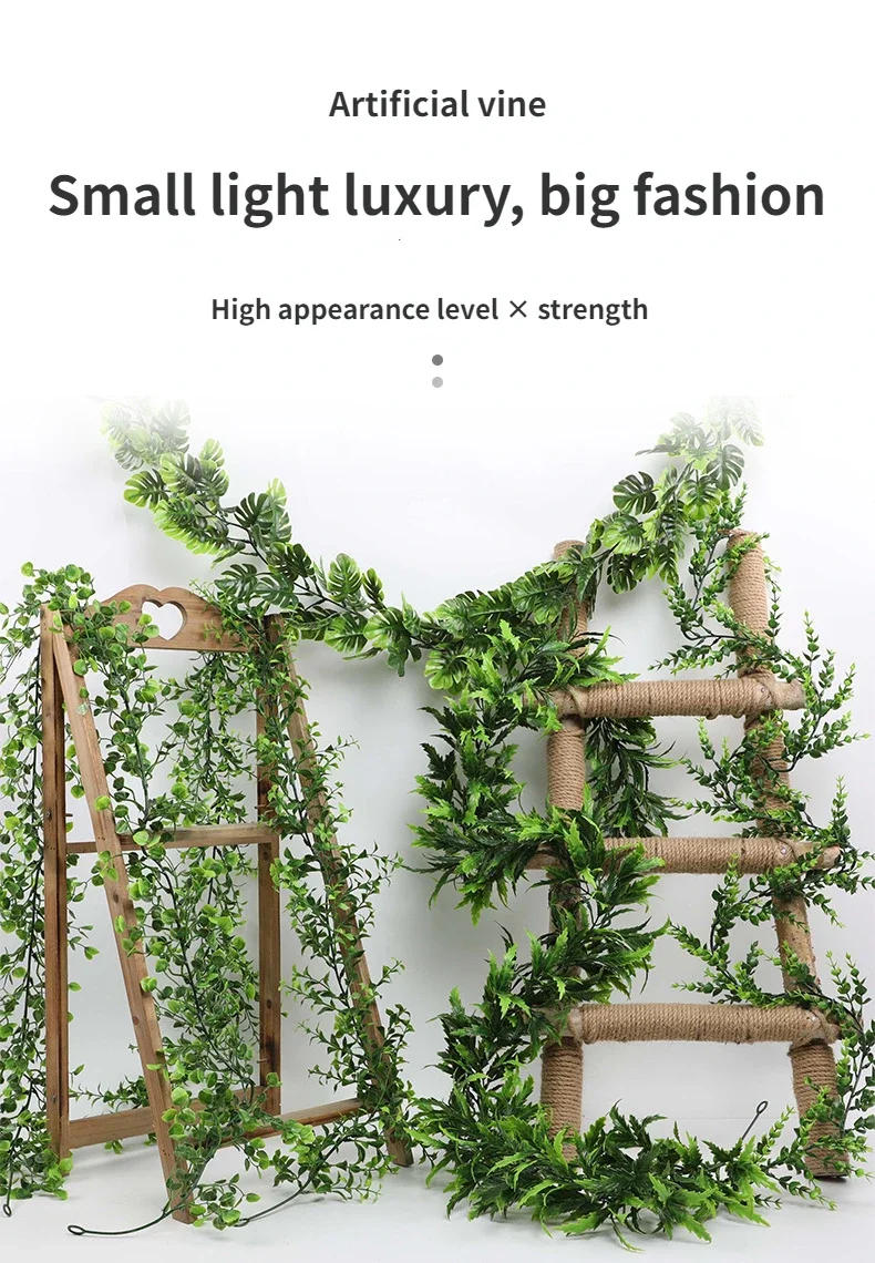 Description Picture 2 of itemNEW 5 types artificial vine Garland Rattan for Wreaths DIY Wedding Decorations Arch Wall Backdrop Green Hanging Vine Fake Plants