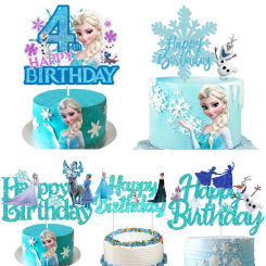 Disney Frozen Birthday Decorations Frozen Anna Elsa Olaf Cake Toppers for Kid Baby Shower Wedding Party Supplies Cake Topper Kit