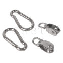 CNBTR 2 Pieces Spring Snap Hook Stainless Steel W/ 2x Pulley Block M15 Silver