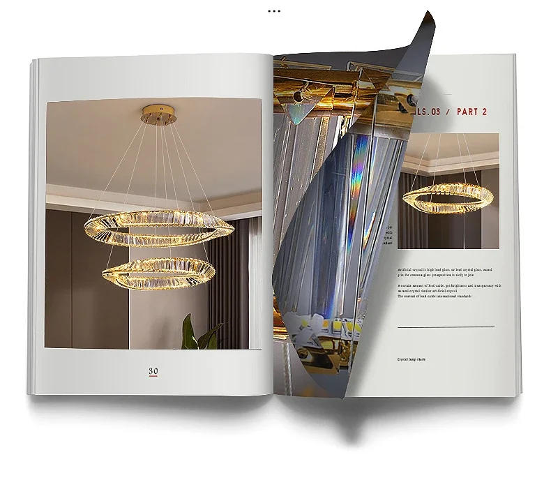 Description Picture 3 of itemNordic luxury living room crystal chandelier dimmable dining room LED chandelier electroplated ring modern bedroom lighting