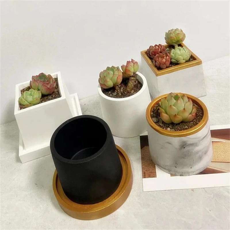 Description Picture 5 of itemFlower Pot Silicone Mold For Diy Jewelry Storage Box Concrete Cement Making Mold Mirror Crystal Epoxy Clay Mold Home Decoration