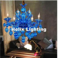 Modern Colorful Chandelier Lamps For Coffee Shop Wedding Bar Blue Purple Red Yellow Glass Ball Lamp Modern LED Chandelier