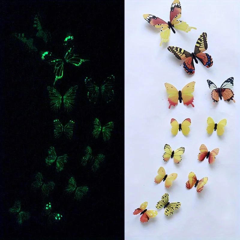 Description Picture 4 of itemNew 12Pcs Fashion 3D Luminous Butterfly Creative Wall Sticker For DIY Wall Stickers Modern Wall Art Home Decorations DIY Gift