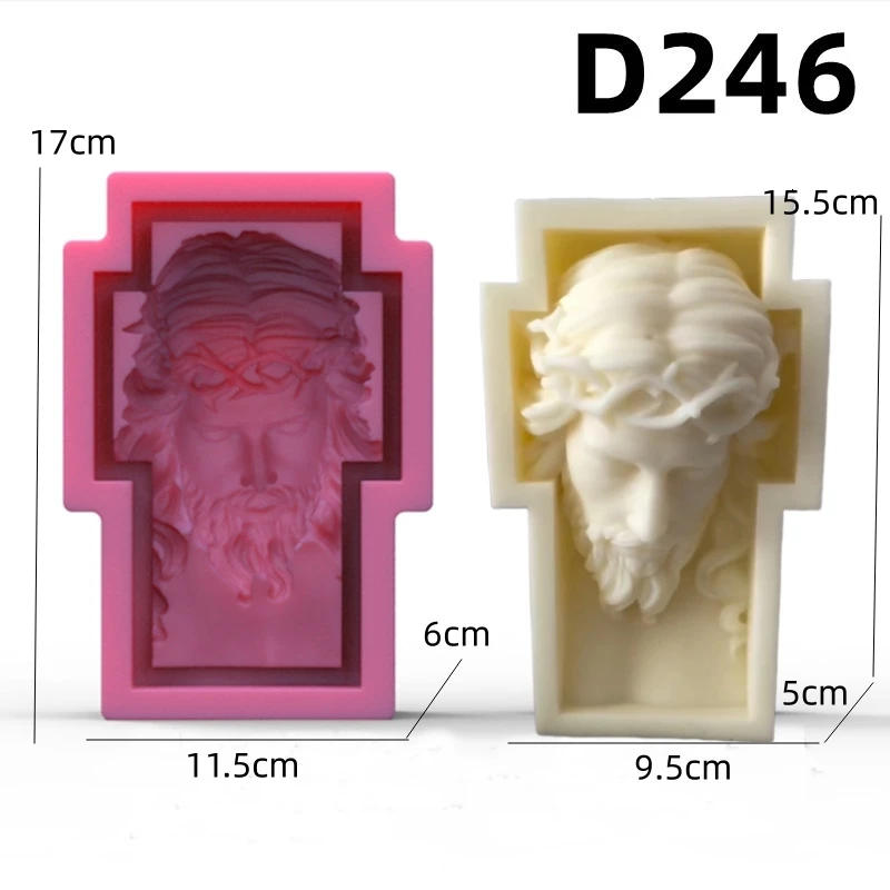 Description Picture 5 of itemDIY 2D/3D Jesus Mary Statue Resin Gypsum Silicone Mold Cross Jesus Statue Sculpture Candle Silicone Mold gypsum mould wax mold