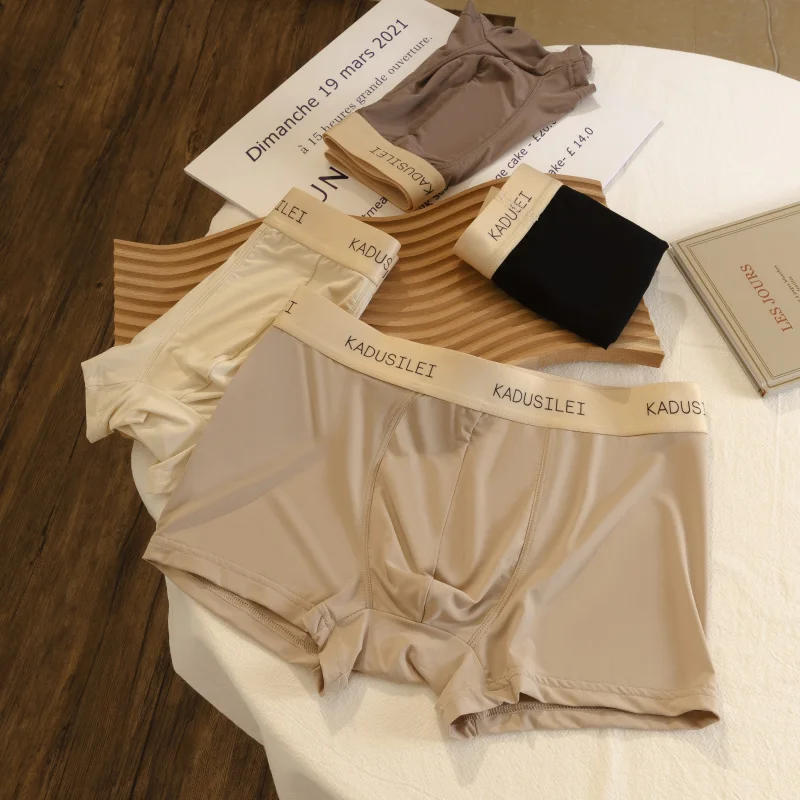 Description Picture 5 of item3PCS Thin Underwear Men Large Size Men's Panties Quick Drying Breathable Shorts Ice Silk Boxer Underpants Plus Luxury Underwears