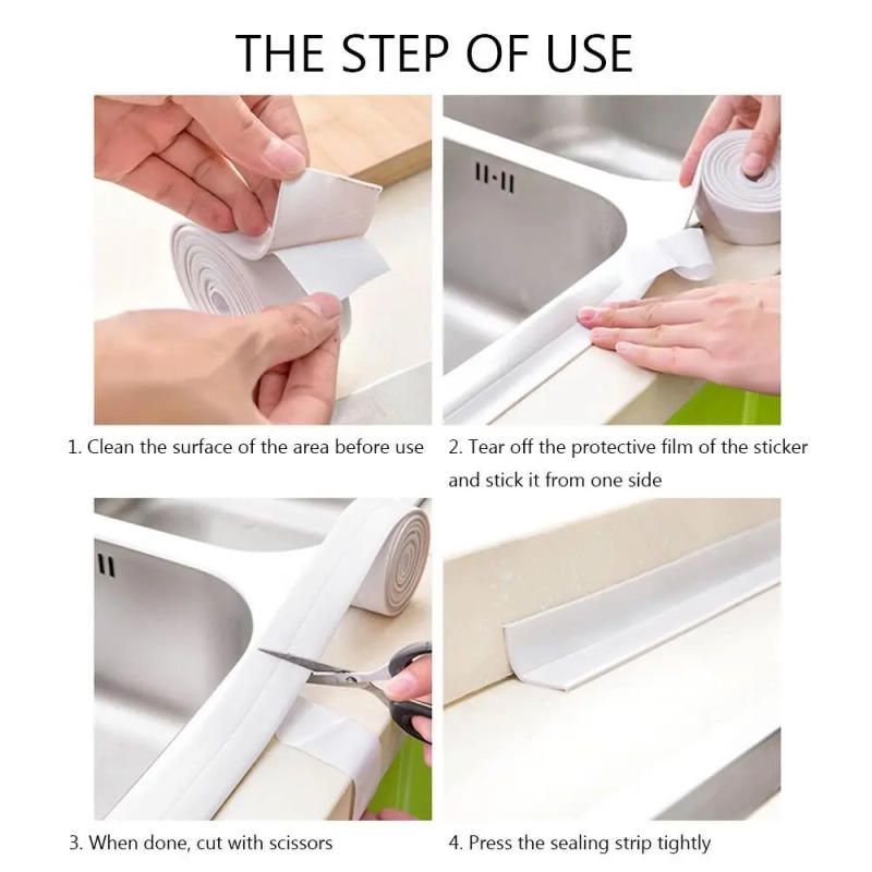 Description Picture 4 of itemProfessional Mildew-proof Caulk Tape Countertop Bathroom Tub Kitchen Sealant Strip Self Adhesive Toilet Sealing Tape Household