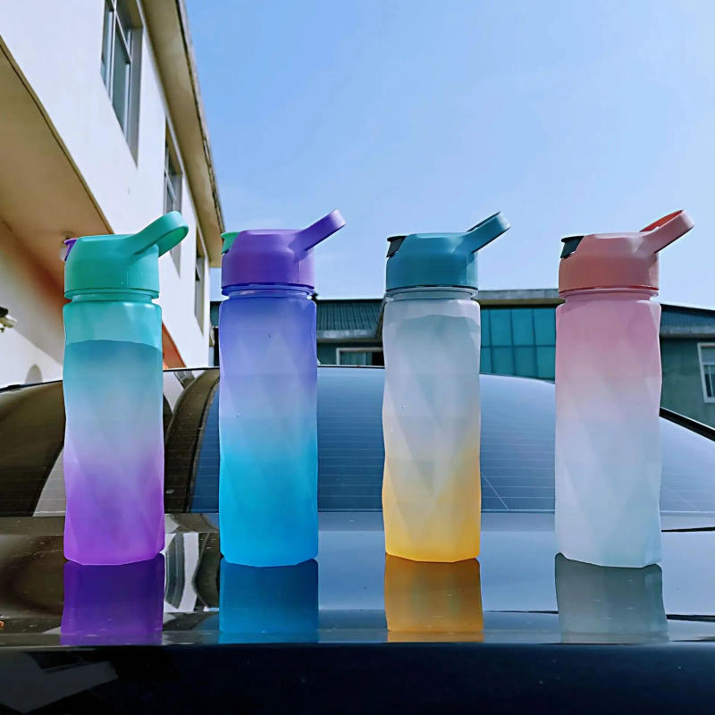 Description Picture 4 of item600ML Gradient Sports Water Bottle For Girls Plastic Water Bottles With Straw Portable Drinking Bottle For Outdoor Travel Gym