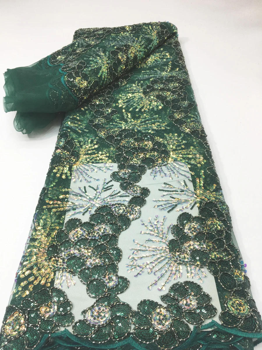 Description Picture 5 of itemAfrican Lace Fabric 2023 French Lace Fabric For Bride High Quality Nigerian Sequins Tulle Lace Fabric For Women Dress LYX2322