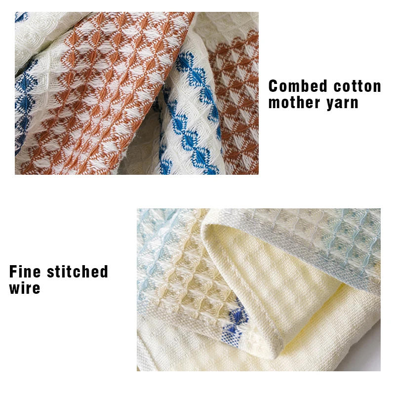 Description Picture 2 of item100% Cotton Bath Towel Set High Quality Striped Waffle Towel for Child Home Water Absorption Soft Washcloth 35X75CM/70X140CM