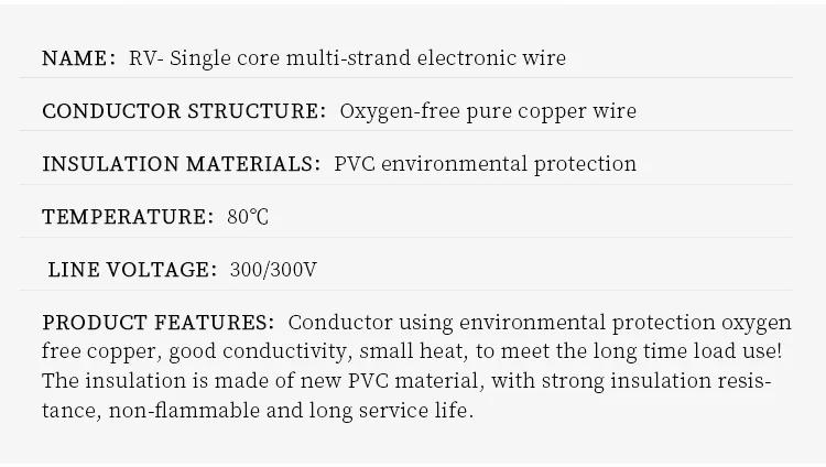 Description Picture 3 of item2/5/10m RV Electric Cable Pure Copper Wire PVC Insulation 300V Single-Core Multi-Strand For Car Audio Wires