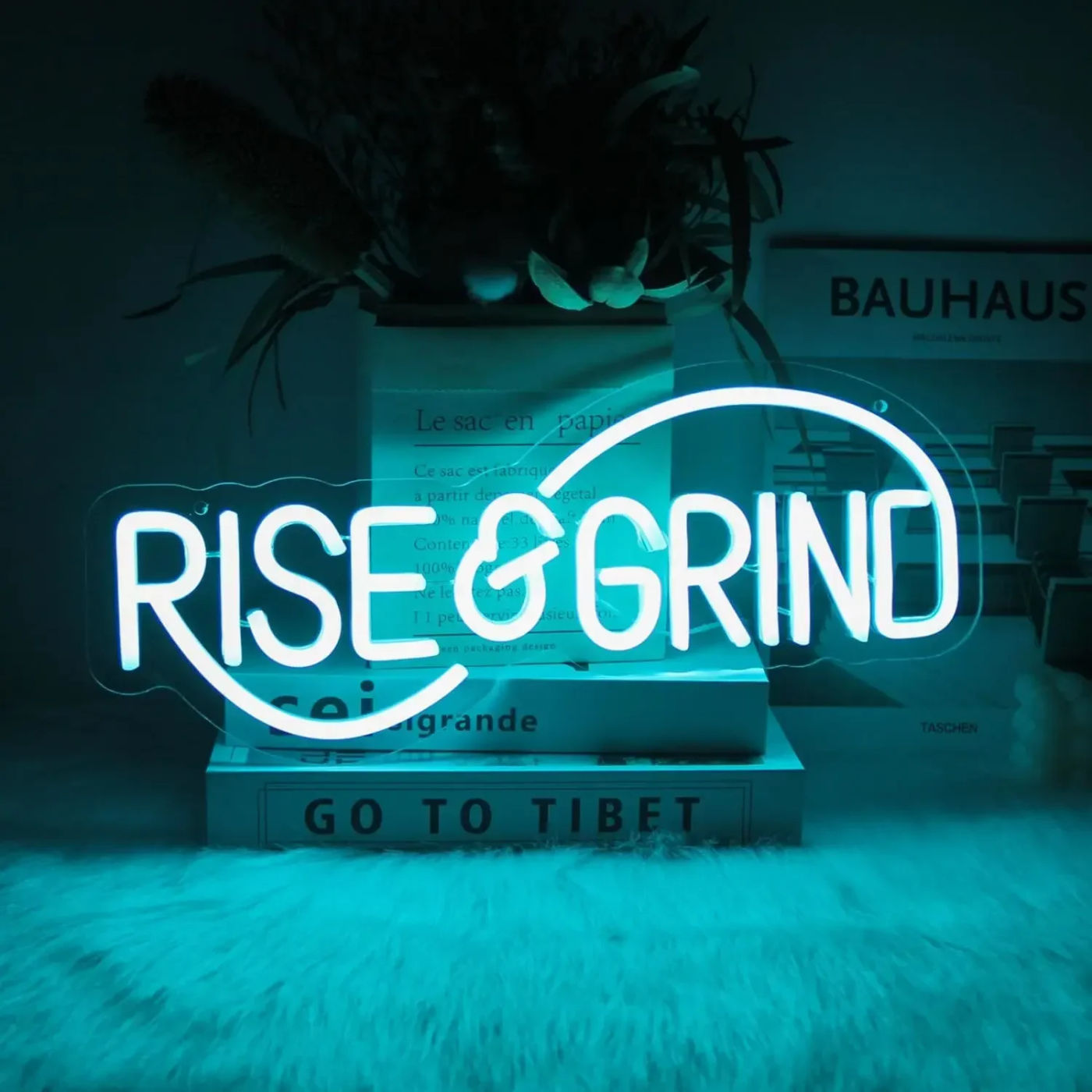 Description Picture 4 of itemRise Grind Neon Sign LED Neon Light Sign,For Wall Motivational Decor Wall Art Light Up Sign,Bedroom Office Gym Sports Room Decor