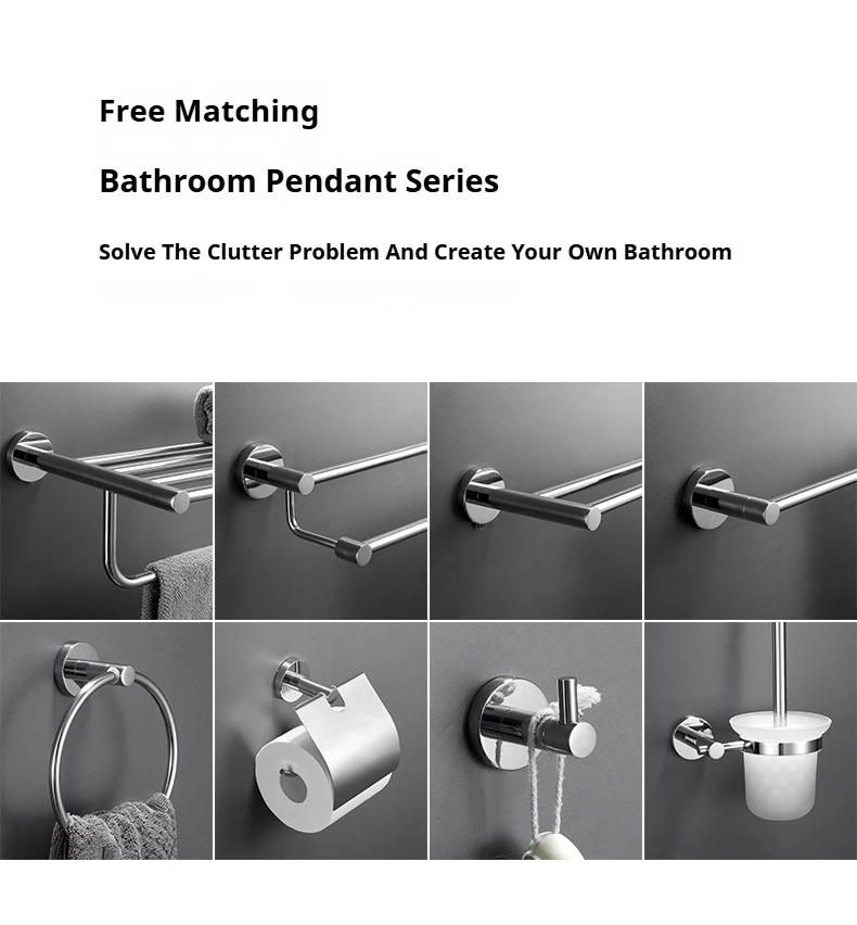 Description Picture 3 of item304 Stainless Steel Bath Towel Rack Wall Mounted Bath Hardware Set Perforated Installation Modern Simplicity Bathroom Accessorie