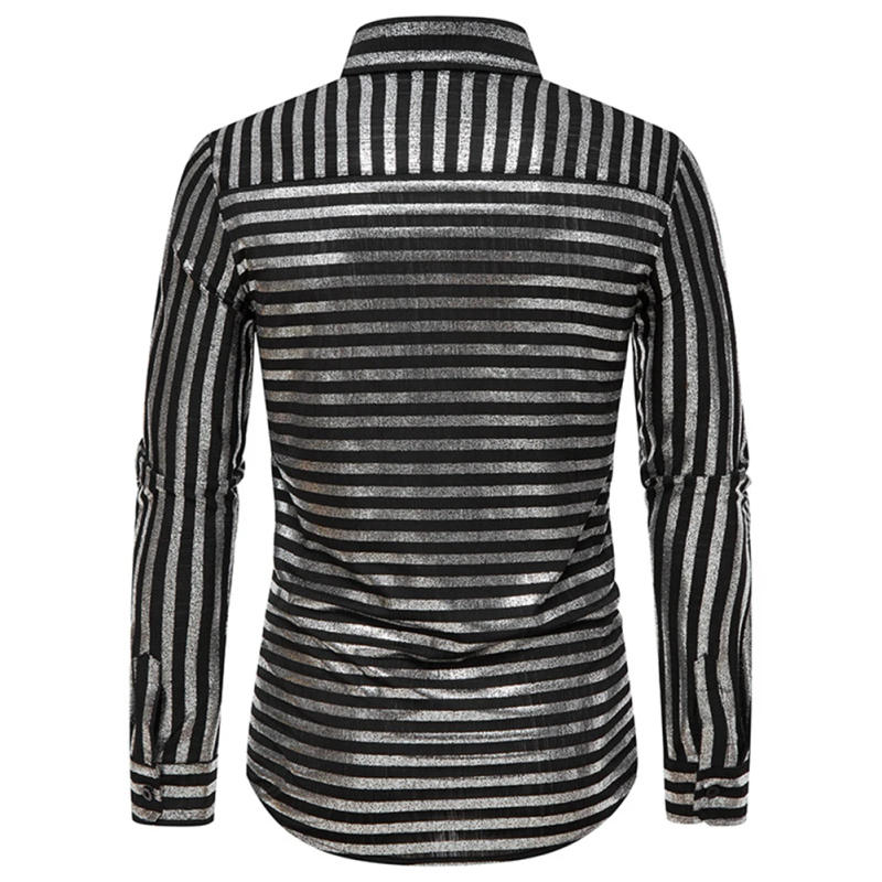 Description Picture 6 of itemTops Men\\\'s Shirt Button Casual Classic Comfortable Formal Free Size Gold Long Sleeve Male Print Silver Slim Hot