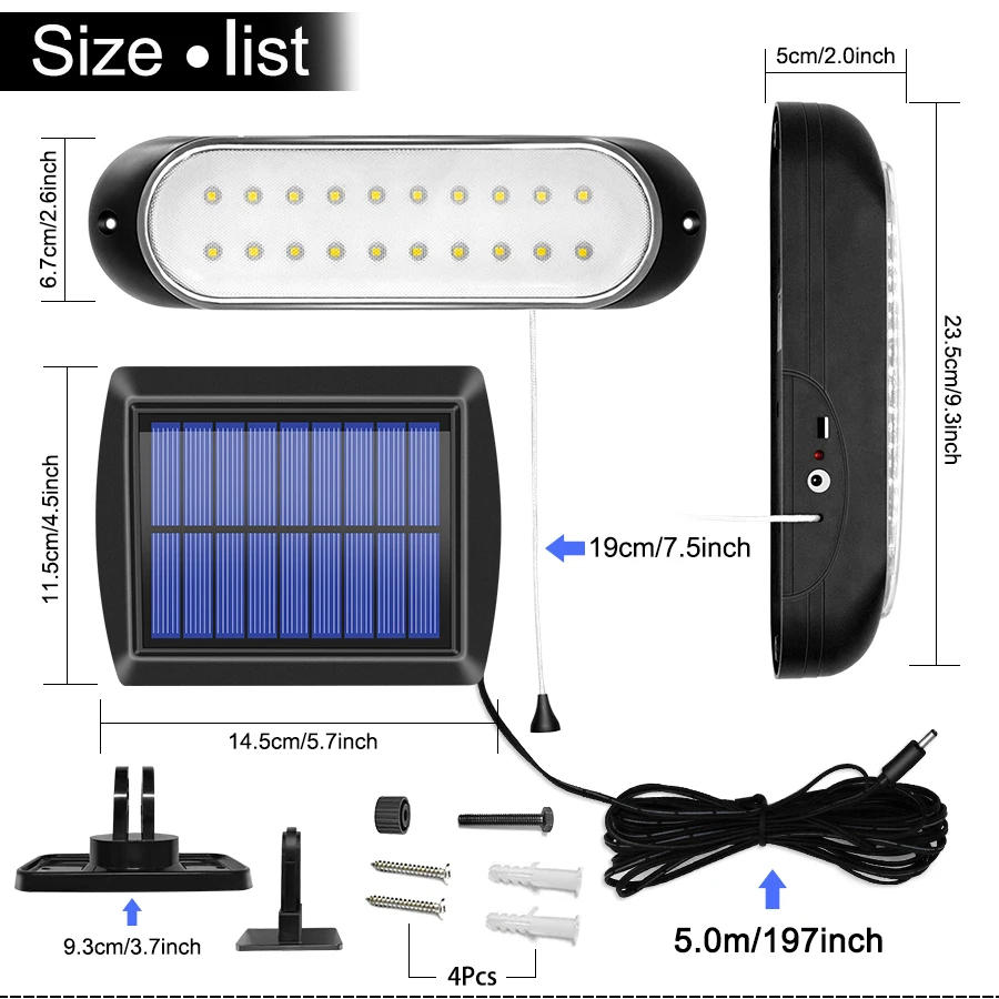 Description Picture 4 of itemNewest 20 Led Solar Lamp Separable Solar Panel and Light with Line Waterproof Pull- Switch Lighting Available Outdoor or Indoor
