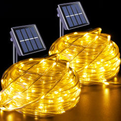 2 Pack 33ft 100 LED Rope Lights Outdoor Waterproof 8 Modes Camping String Lights Clear PVC Tube for Trampoline Party Tree Fence