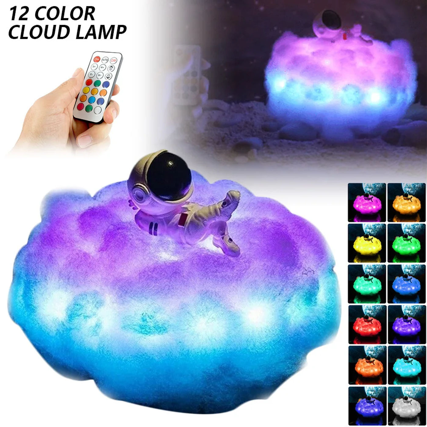 Description Picture 2 of itemSpecial LED Colorful Clouds Astronaut Lamp USB Rainbow Effect Night Light Kids Bedroom Night Lamp Creative Birthday Gift