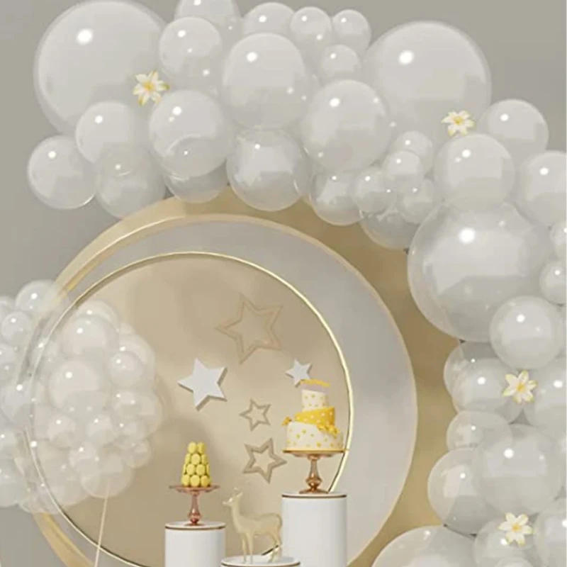 Description Picture 5 of item10 pearly white clear sequined balloons for wedding decorations