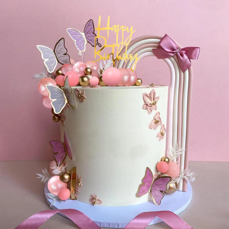 Description Picture 6 of itemHappy Birthday Cake Topper Butterfly Balls Cake Decorations for Baby Shower Wedding Birthday Boho Party Supplies