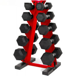 ACAP Barbell 150 LB Coated Hex Dumbbell Weight Set with Vertical Rack | Multiple Colors