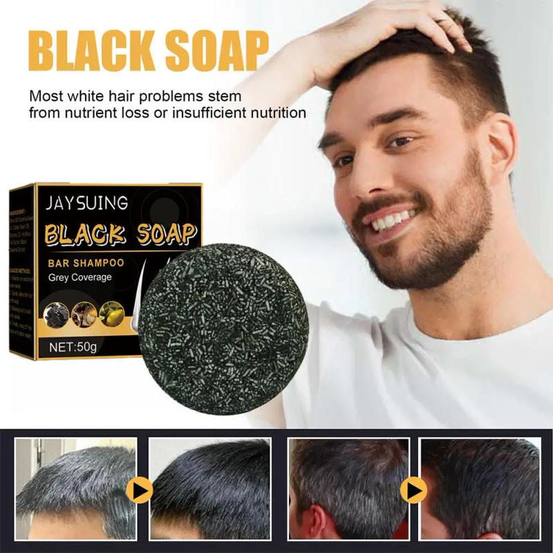 Description Picture 6 of item2PCS Grey Gloss Black Soap Repair Gray White Hair Color Dye Face Hair Body Shampoo 50g Natural Hair Conditioner