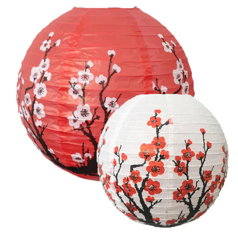 Description Picture 6 of item12inch Chinese Paper Lantern Round Plum Blossom Folding Lantern For Home Restaurant Hanging Wedding New Year Party Decoration