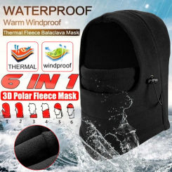 Thermal Fleece Balaclava Cycling Cap Winter Men Women Beanies Hats Waterproof Face Cover Hat Hooded Neck Warmer Hiking Scarves