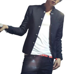 Elegant man suit Stand Collar Long Sleeve Buttons Closure Men Blazer Korean Style Chinese Tunic Suit