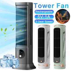 Bladeless Tower Fan 90 Degree Oscillating Quiet Portable USB Desk Fan with LED Light 3 Gear Speed Cooling Fan for Home Bedroom