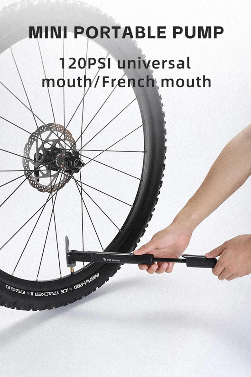 Description Picture 3 of itemWEST BIKING Portable Bicycle Pump Schrader/Presta Valve Universal Air Pump MTB Road Bike Tire Hand Inflator Cycling Accessories