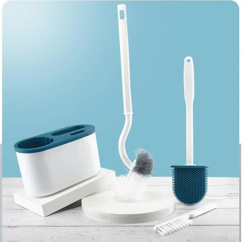 Description Picture 6 of itemModern Wall-Mounted Toilet Brush Holder with 3-in-1 Cleaning Tool Set for Bathroom Silicone Bristles Wall-Mounted Toilet Brush