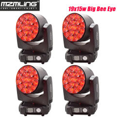 NEW 19x15w Big Bee Eye RGBW 4in1 Moving Head Light DMX512 Beam Light Zoom Stage Light Dj /Bar /Party /Show Led Stage Machine