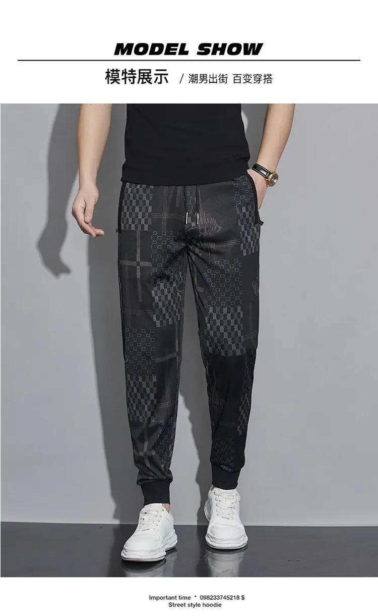 Description Picture 4 of itemLuxury Letter Print Men Joggers Gym Sports Fitness Sweatpants Fashion American Style Casual Pants Mid Waist Drawstring Trousers