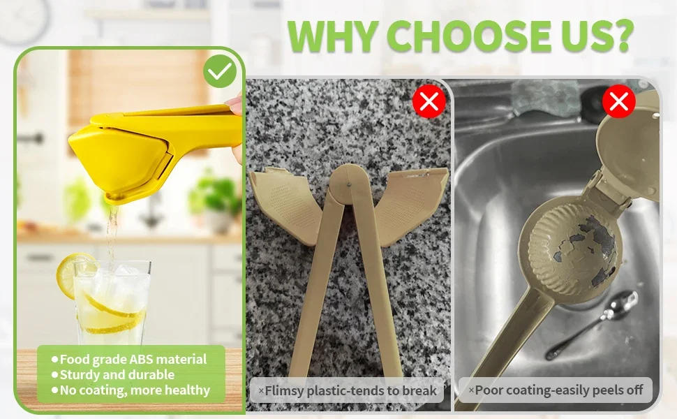 Description Picture 6 of itemMax Juice Extraction Lemon Lime Squeezer EasytoUse Flat Lemon Squeezer with Leverage Squeezer with Built in Strainer Yellow