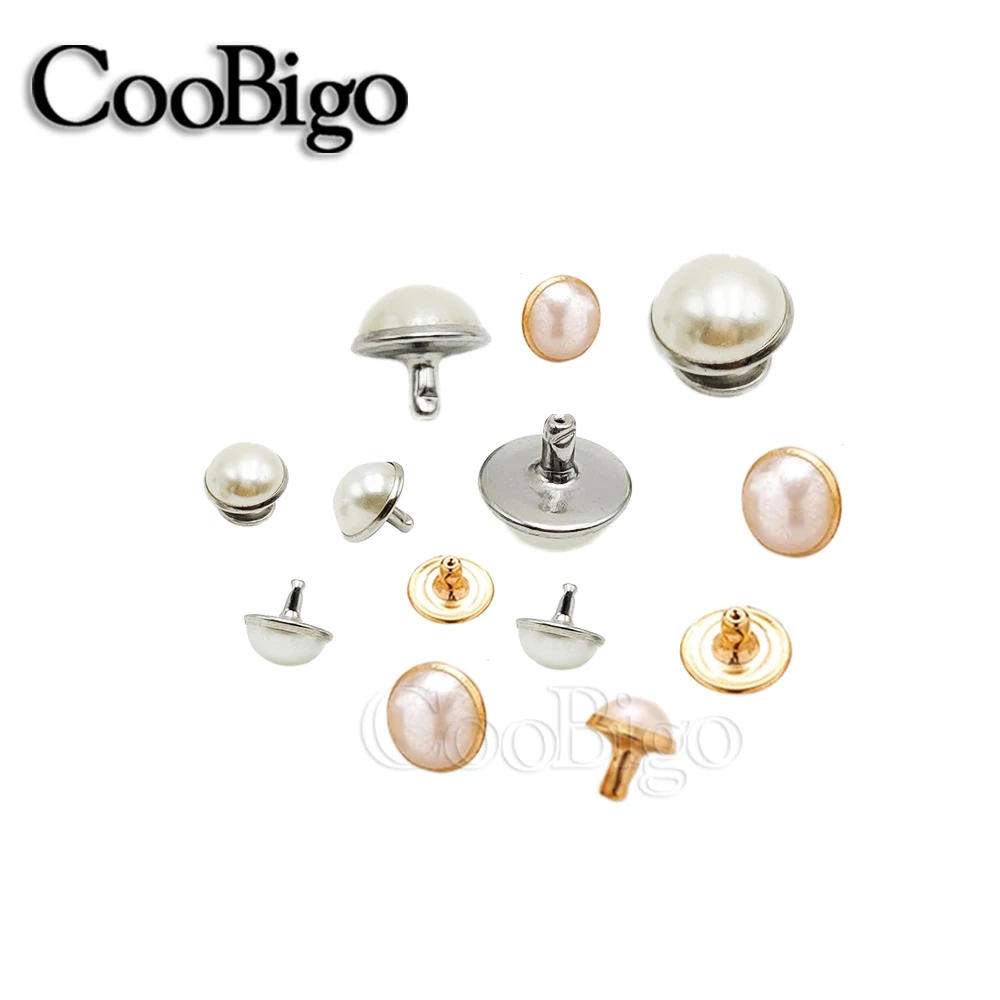 Description Picture 5 of item100x Double Cap Rivets Spike Imitation Pearl Studs Leathercraft Clothes Apparel Belt Shoes Bag DIY Decor Accessories 6 8 10mm