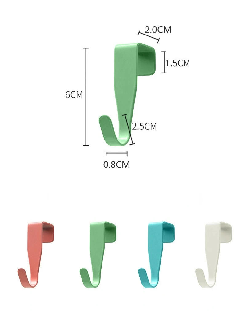 Description Picture 3 of item4Pcs Carbon Steel Back-hung Hook Kitchen Bathroom Cabinet Wardrobe Door Non-perforated Clothes Key Storage Hanger Accessories