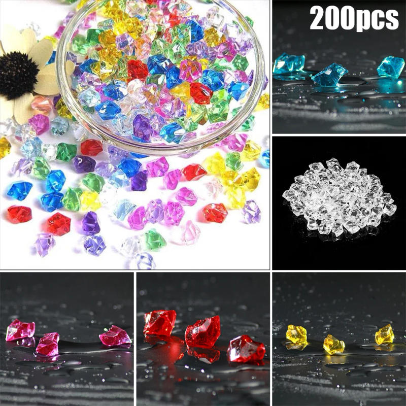 Description Picture 3 of item200pcs Acrylic Ice Rock Stones Vase Gems For Wedding Party Decor Confetti Table Beads Vase Plant Hydroponic Decoration